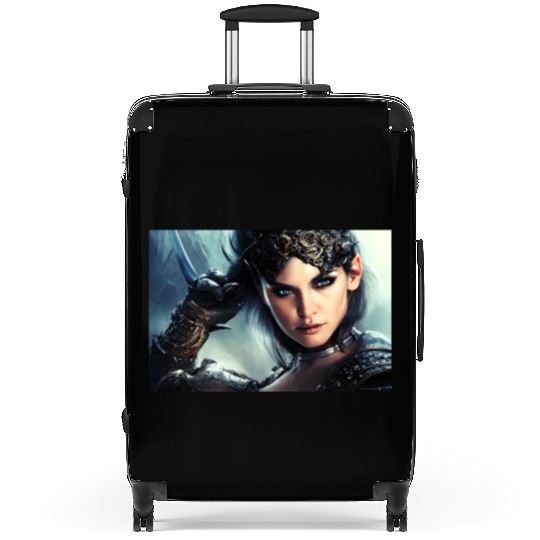 Warrior princess wearing gothic plate fantasy art Suitcases