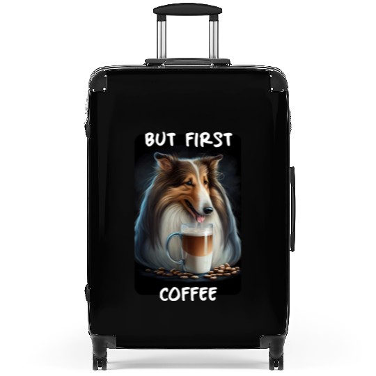 Collie - But First Coffee Suitcases