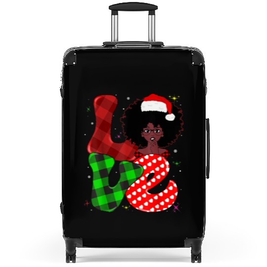 Black African Girl American Melanin Christmas Sant Suitcases