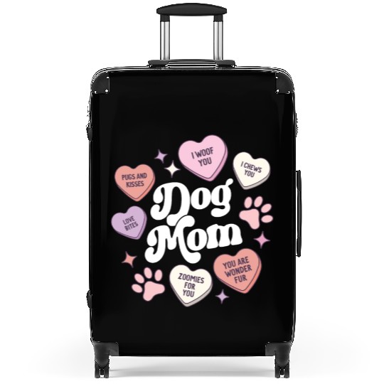 Dog Mom Valentines Day Candy Hearts Galentines Suitcases