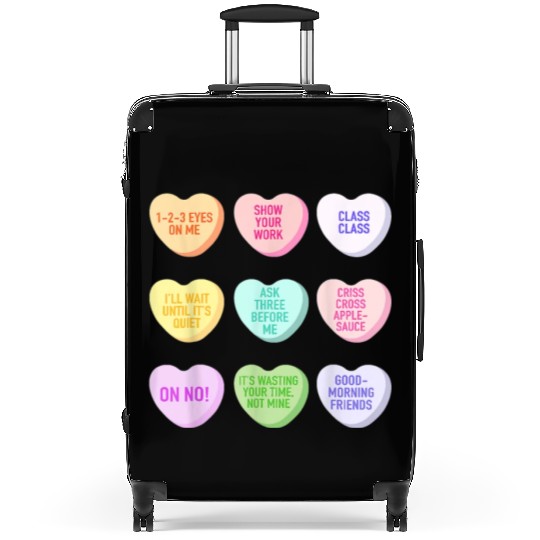 Teacher Valentines Day Conversation Heart School Suitcases