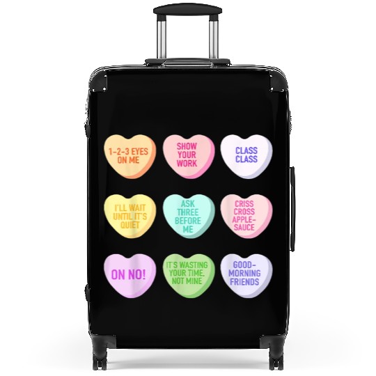 Teacher Valentines Day Conversation Heart School Suitcases