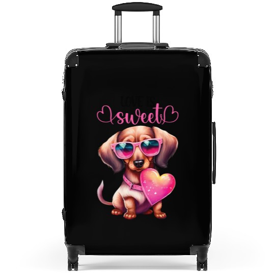 Love Is Sweet Dachshund Design Suitcases