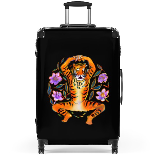 Yoga Tiger loves flowers Suitcases