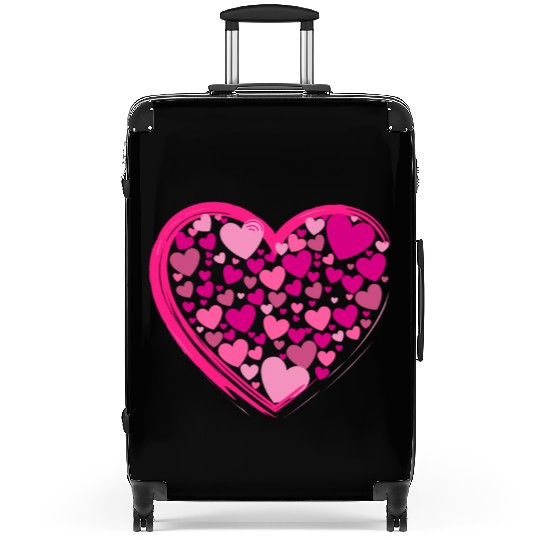 Cute Pink and Lilac Hearts in a Big Pink Heart Suitcases