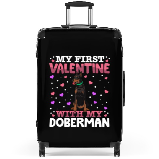 My First Valentine With My Doberman Animal Heart Suitcases