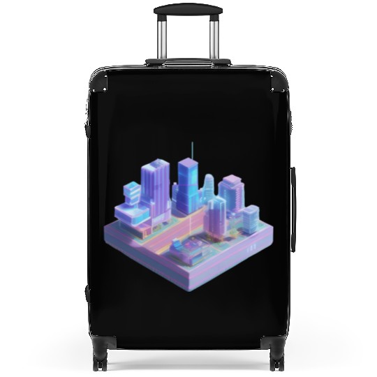 Miniature City - 3D Isometric Vaporwave Suitcases