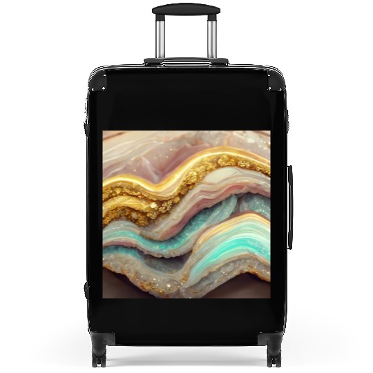 Pastel Pink Teal Agate Geode Stone Suitcases