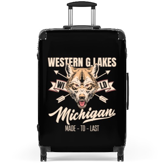 Western great lakes Michigan home of the wolf Suitcases