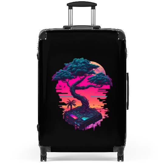 Synthwave Bonsai Tree Suitcases