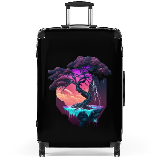 Synthwave Bonsai Tree Suitcases