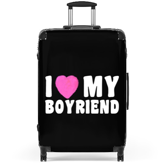 Forever and Always I Love My Boyfriend pink heart Suitcases