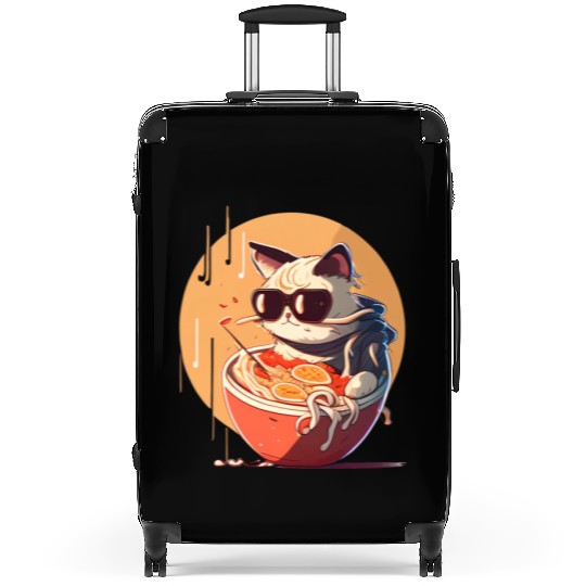 cat eating Chinese food,cute design for Meow lover Suitcases