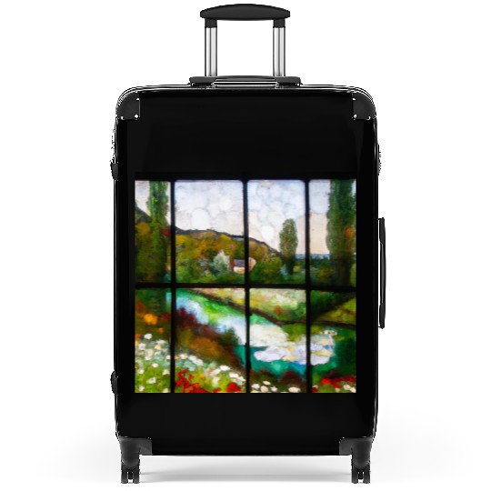 Stained Glass Monet Waterscape (AI Art) Suitcases