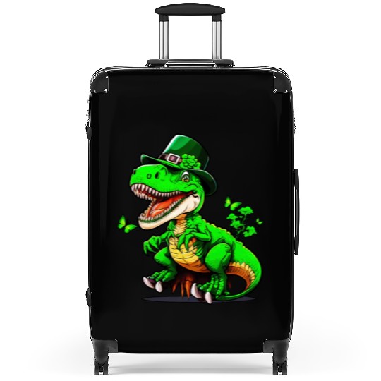 St. Patrick Day T-rex Dinosaur With Hat Suitcases