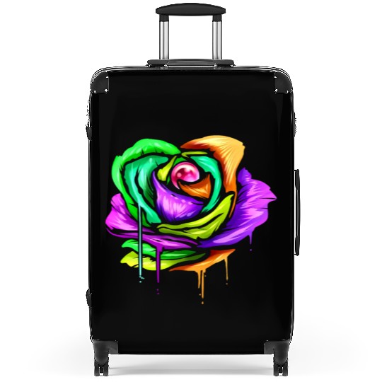 Painted And Colored Rose For Mardi Gras Suitcases