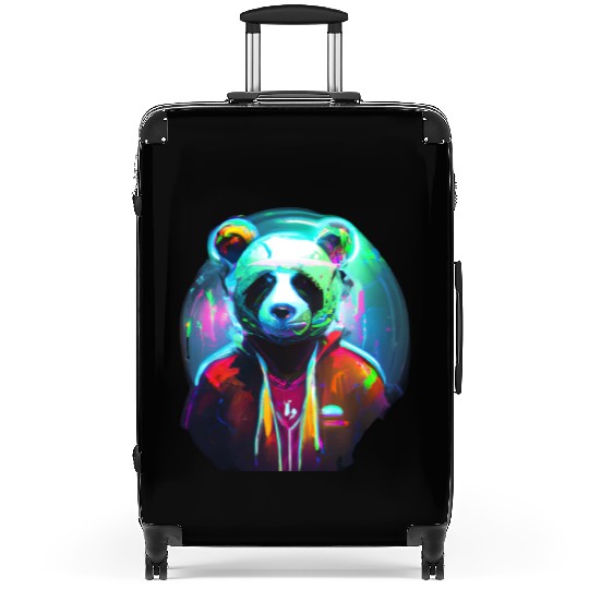 Panda in a neon paradise Suitcases