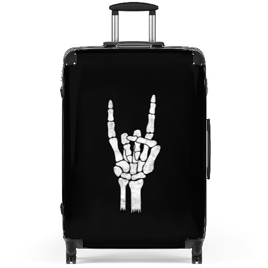 Skeleton Hand Rock Metal Sign Suitcases