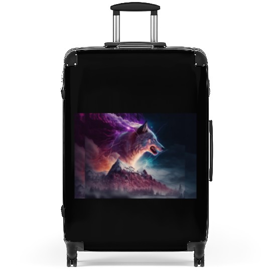 Electric Mountain, Violet Skies, and a Luminous Wo Suitcases