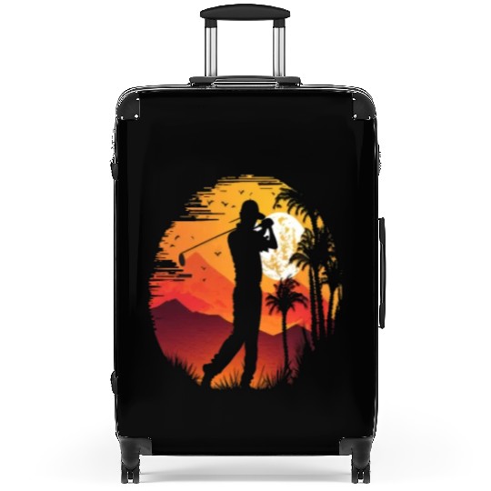 Golf Course Family Trip Cool Golfer In Sunset Suitcases
