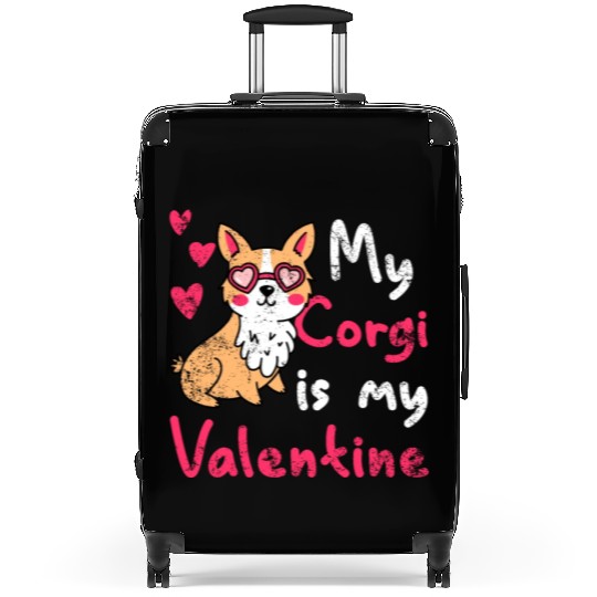 My Corgi Is My Valentines Day Women Corgi Lover Suitcases