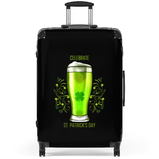 Glass Of Green Beer To Celebrate St Patricks Day Suitcases