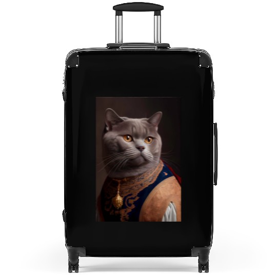 British Shorthair Cat Breed Portrait Royal Renaiss Suitcases