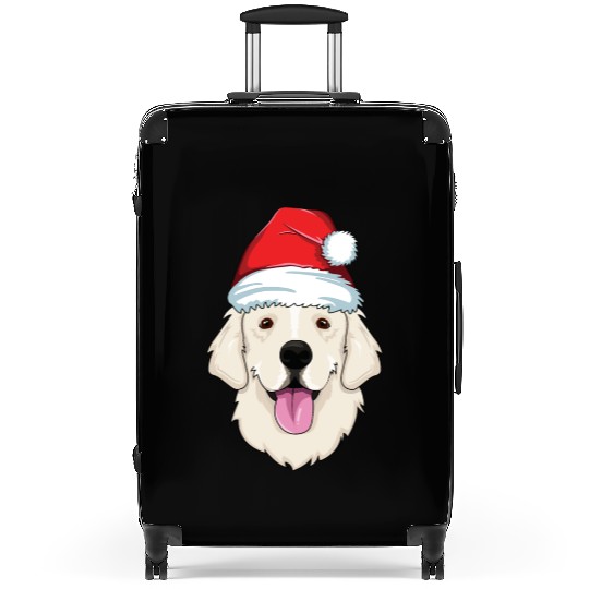 Blond Golden Retriever Santa Hat Cute Christmas Suitcases