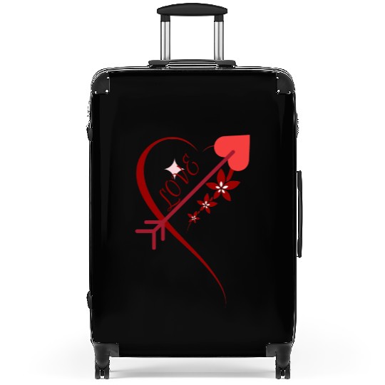 Red floral cupid arrows heart Valentine's day Suitcases