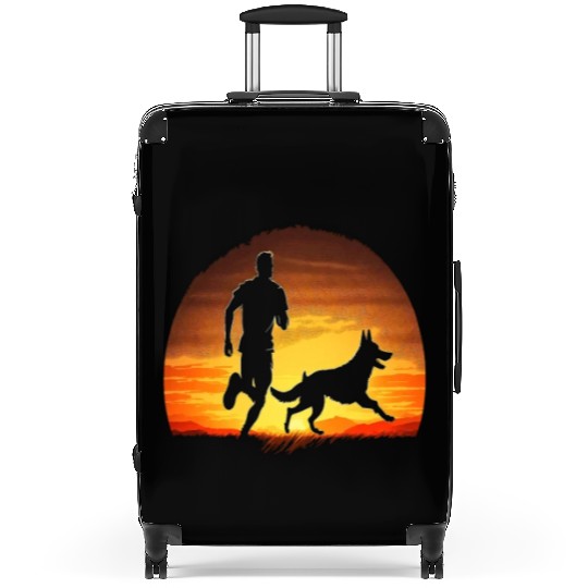 Runner Dog Animal Lover Dog Dad Silhouette Suitcases