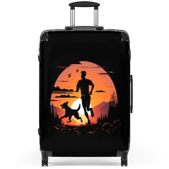 Runner Dog Animal Lover Dog Dad Silhouette Suitcases