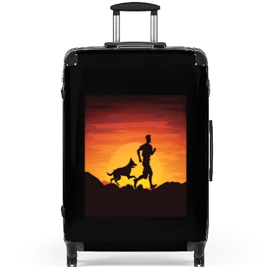 Runner Dog Animal Lover Dog Dad Silhouette Suitcases