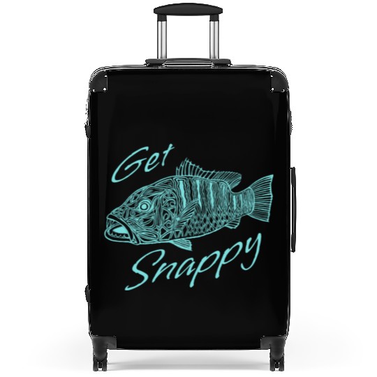 Get Snappy Turquoise funny snapper fishing quote Suitcases