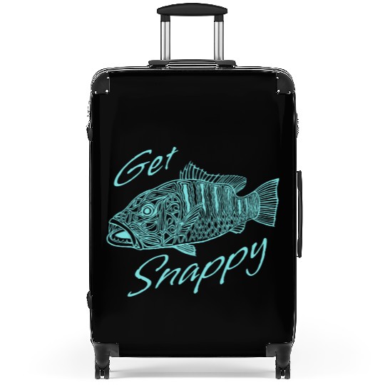 Get Snappy Turquoise funny snapper fishing quote Suitcases