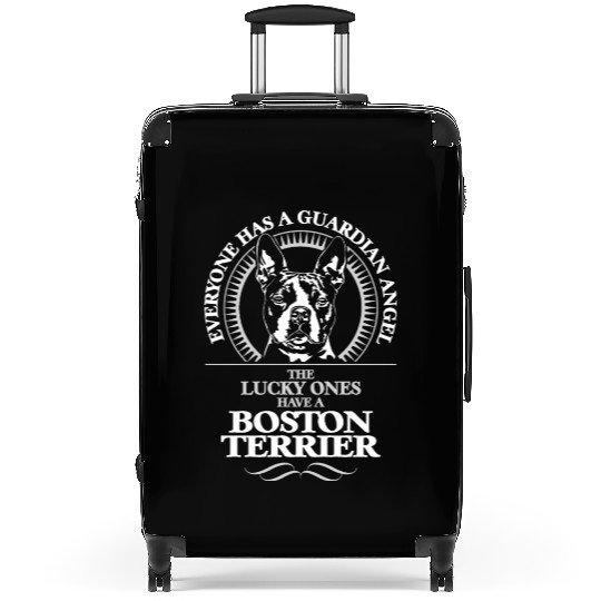 Boston Terrier Guardian Angel Dog quote Suitcases