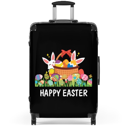 HAPPY EASTER Bunny Egg Hunt Wagon Girls Kids Mom Suitcases