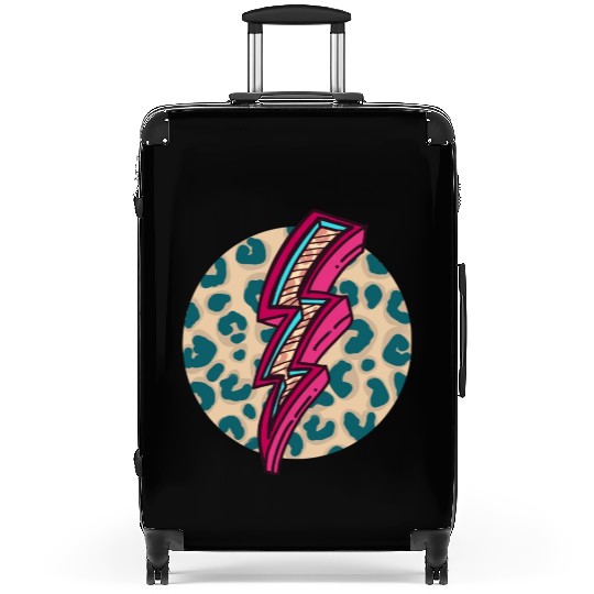 Cheetah Print Lightning Bolt Suitcases