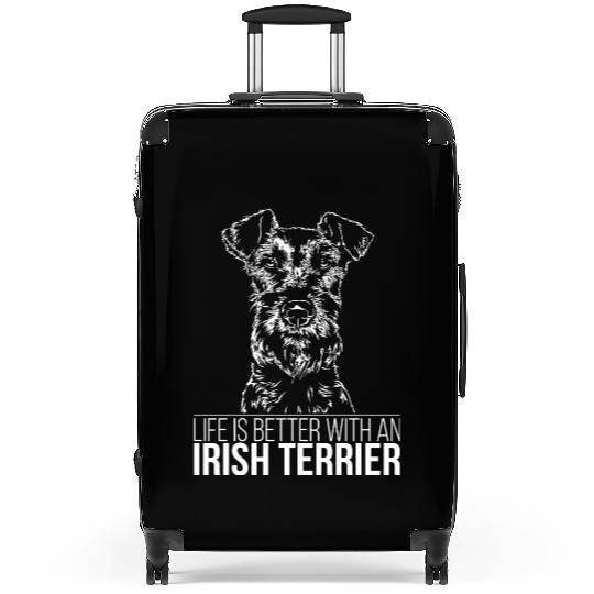 Irish Terrier life is better dog saying dog mom Suitcases