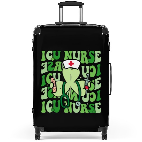 Groovy ICU Nurse Funny Shamrock St Suitcases