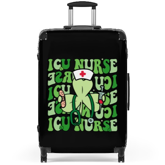 Groovy ICU Nurse Funny Shamrock St Suitcases