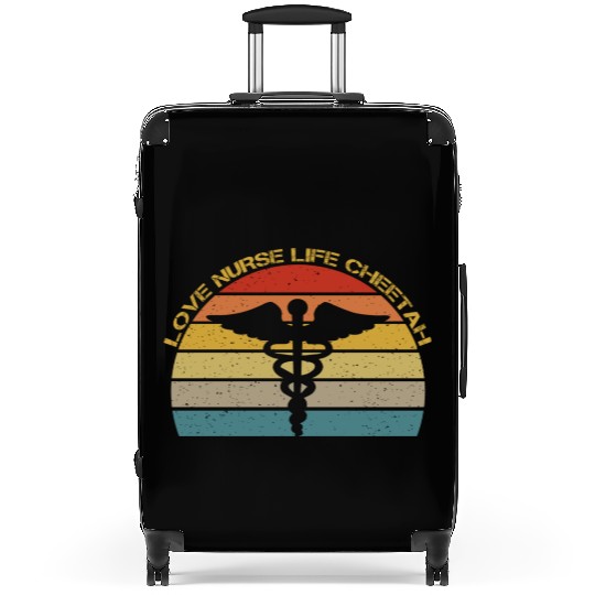 Love Nurse Life Cheetah Suitcases