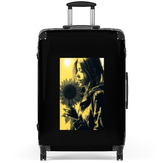 Art Painting Lover Sunflower Girl Art Painting Suitcases