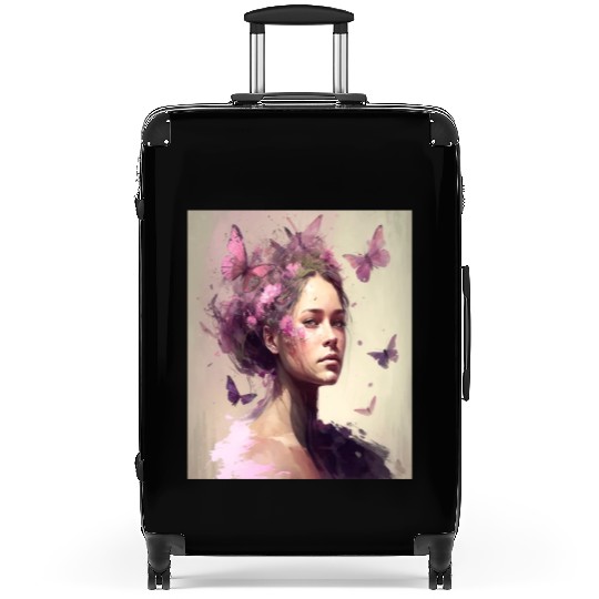 Breast Cancer Survivor Pink Flower Hair Girl Suitcases