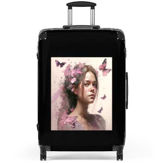 Breast Cancer Survivor Pink Flower Hair Girl Suitcases