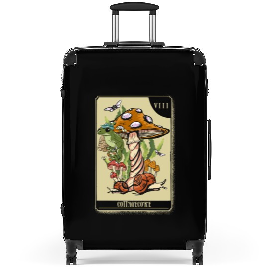 Tarot Card Mushroom Frog Boho Cottagecore Aestheti Suitcases