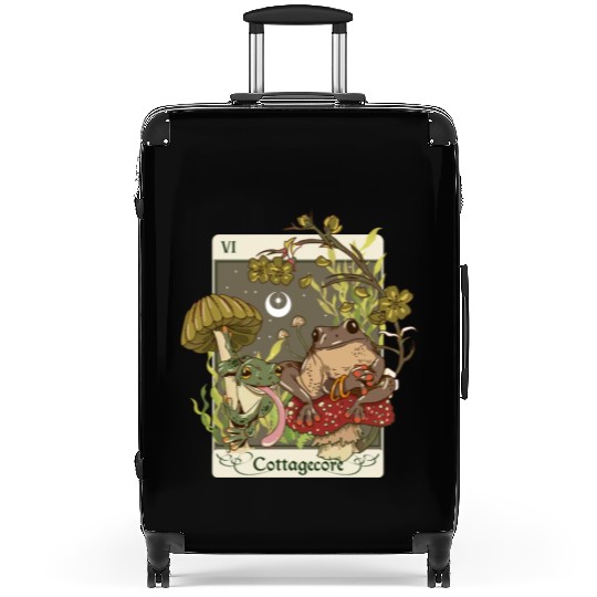 Swamp Mushroom Frog Cottagecore Tarot Card Aesthet Suitcases