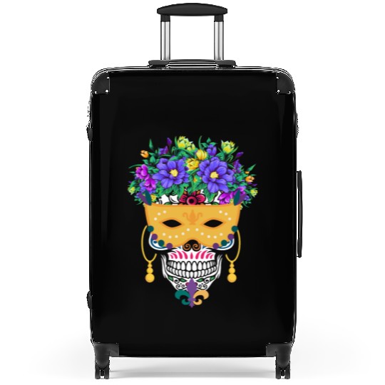 Mardi Gras Mask Dia De Los Muertos Flower Sugar Suitcases
