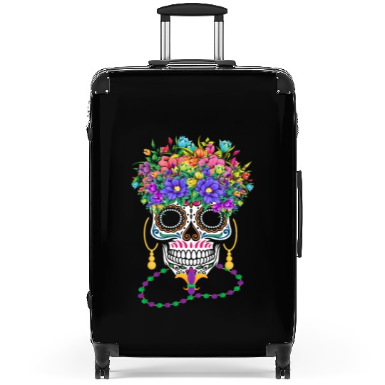 Mardi Gras Costume Dia De Los Muertos Flower Sugar Suitcases