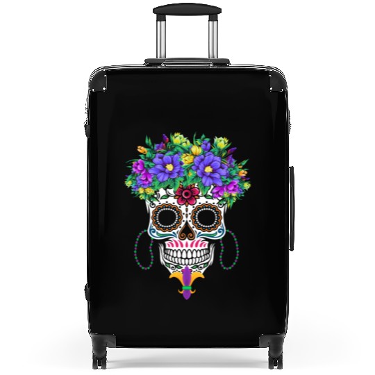 El Dia De Los Muertos Mardi Gras Costume Flower Suitcases