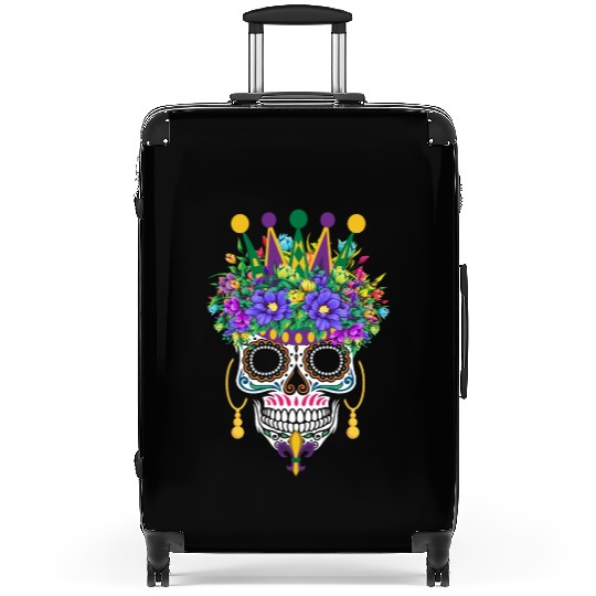 Mardi Gras Mask Flower Sugar Dia De Los Muertos Suitcases
